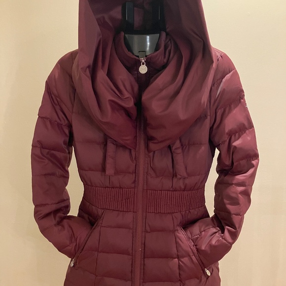 Burgundy Shawl Collar Style Coat - Picture 5 of 5